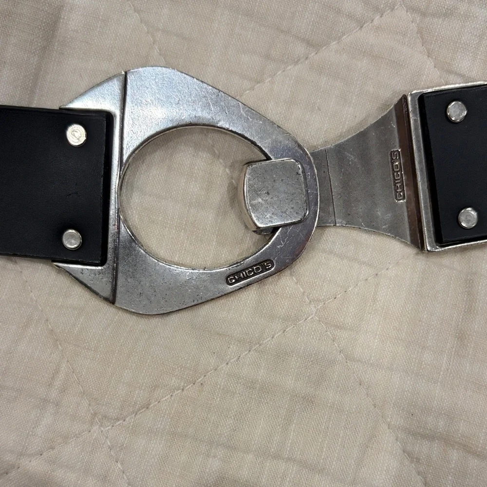Chico's Black Belt with Silver Buckle - Picture 4 of 5